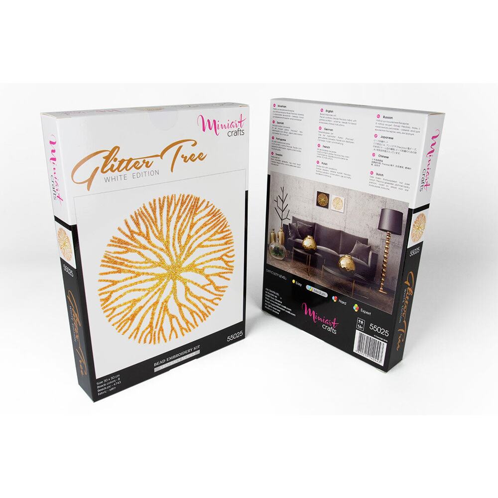 Bead Embroidery Kit Miniart Crafts 55025 Glitter Tree - White Edition Wall Art
